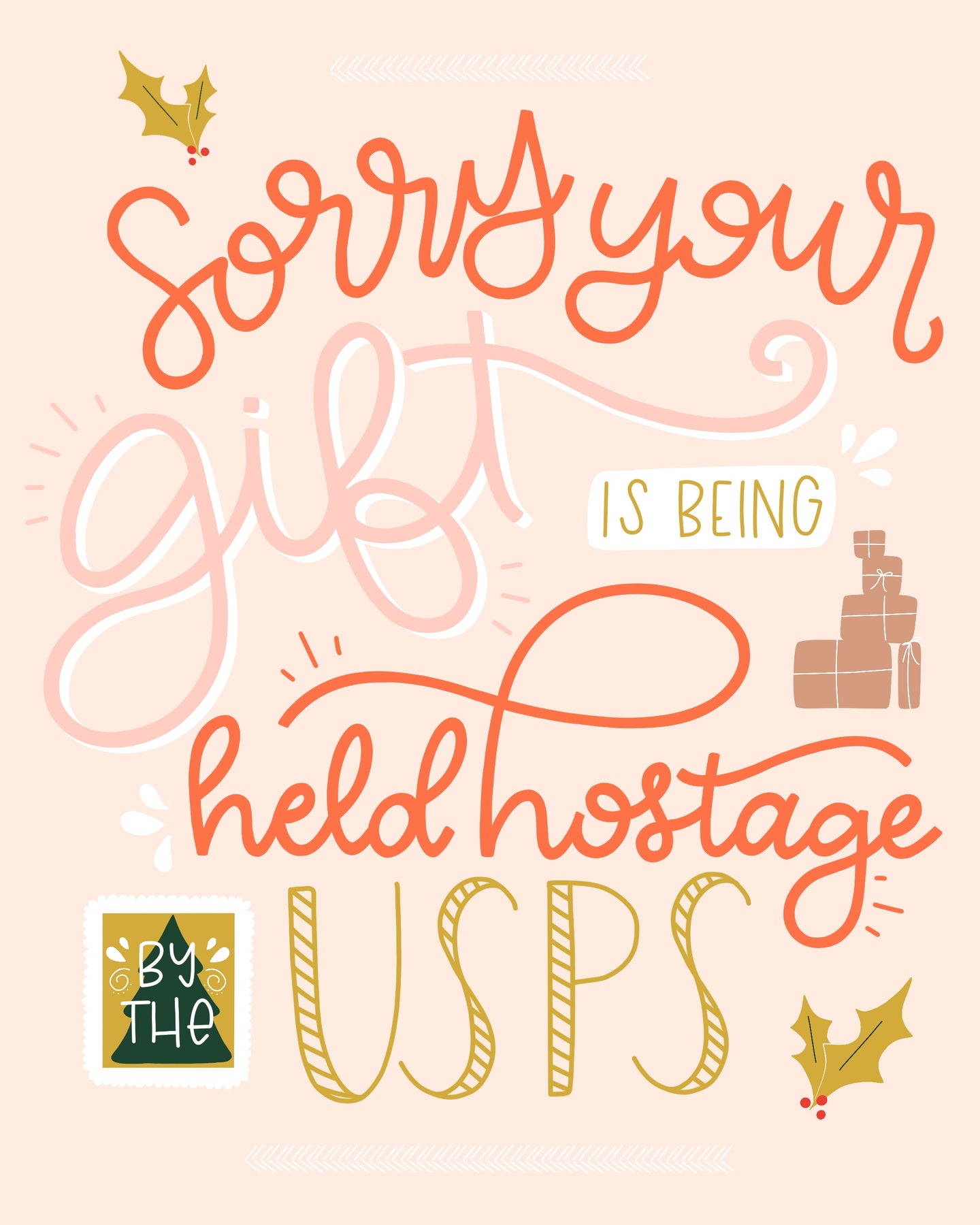 USPS Gift Held Hostage Christmas card